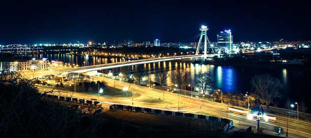 Bratislava Ufo In-The-Evening Bridge Picture