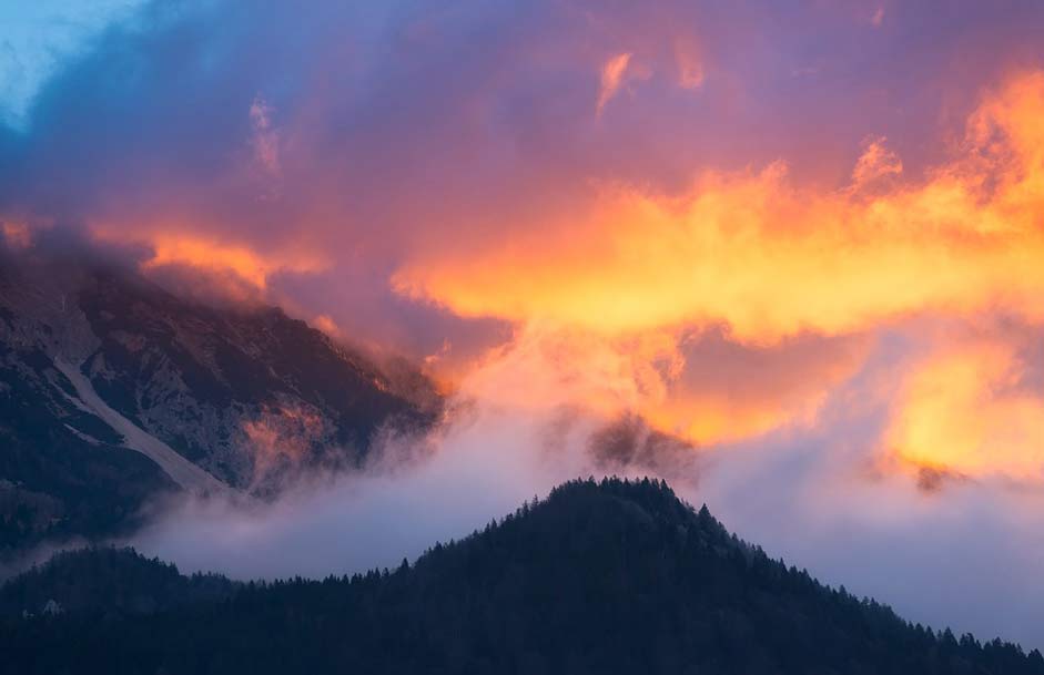 Fog Mountains Sunrise Slovenia