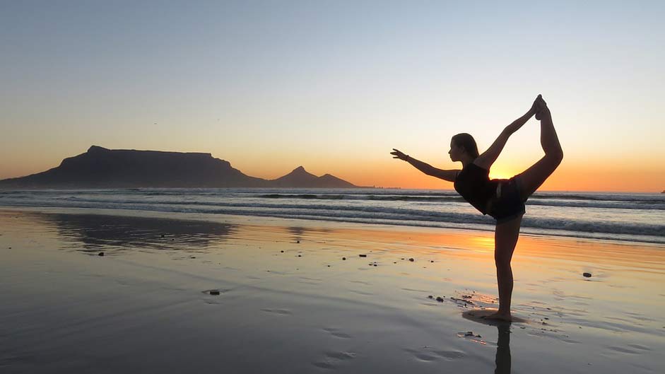 Sunset Beach Girl Yoga