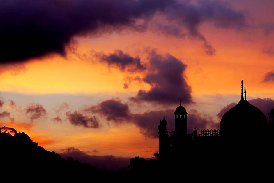 Silhouette Landscape Sunset Mosque