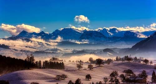 Switzerland Landscape Mountains Panorama Picture