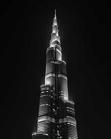 Dubai Emirates Black-And-White Night Picture