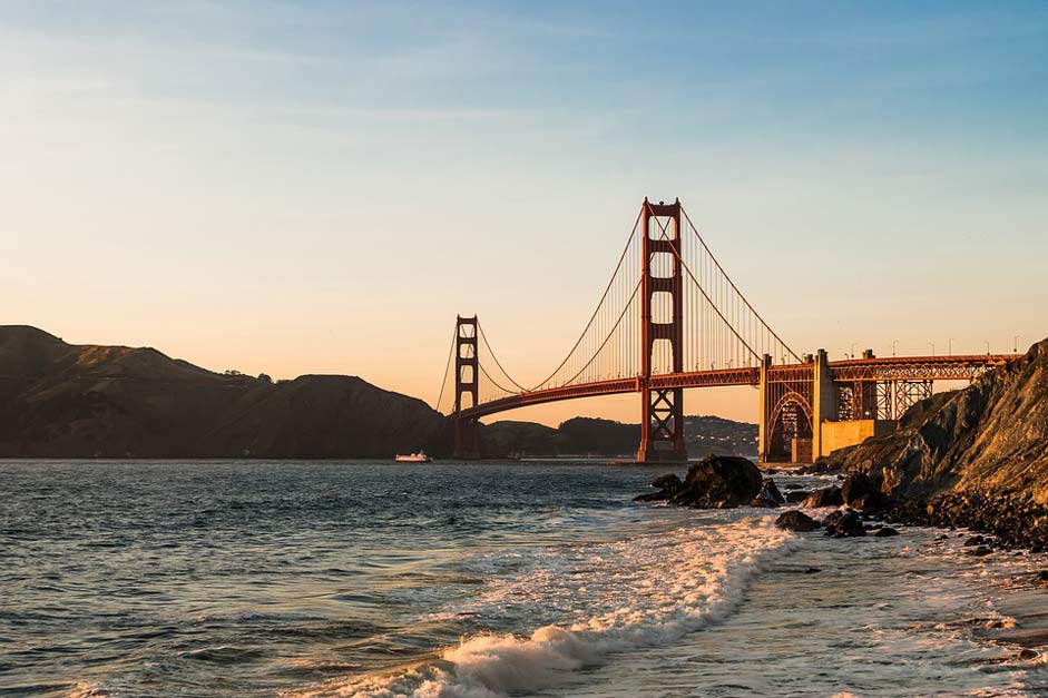 Sunset Sea Golden-Gate Bridge