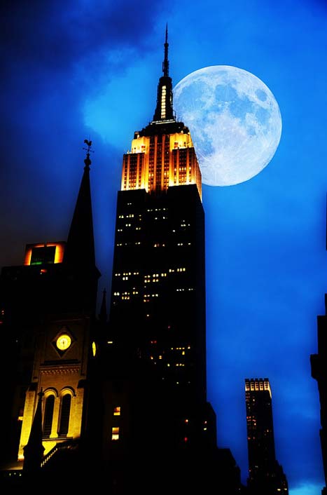 Skyscraper Night New-York Empire-State-Building