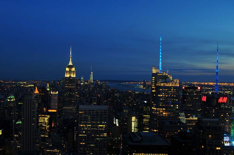 Skyline Night Manhattan New-York-City