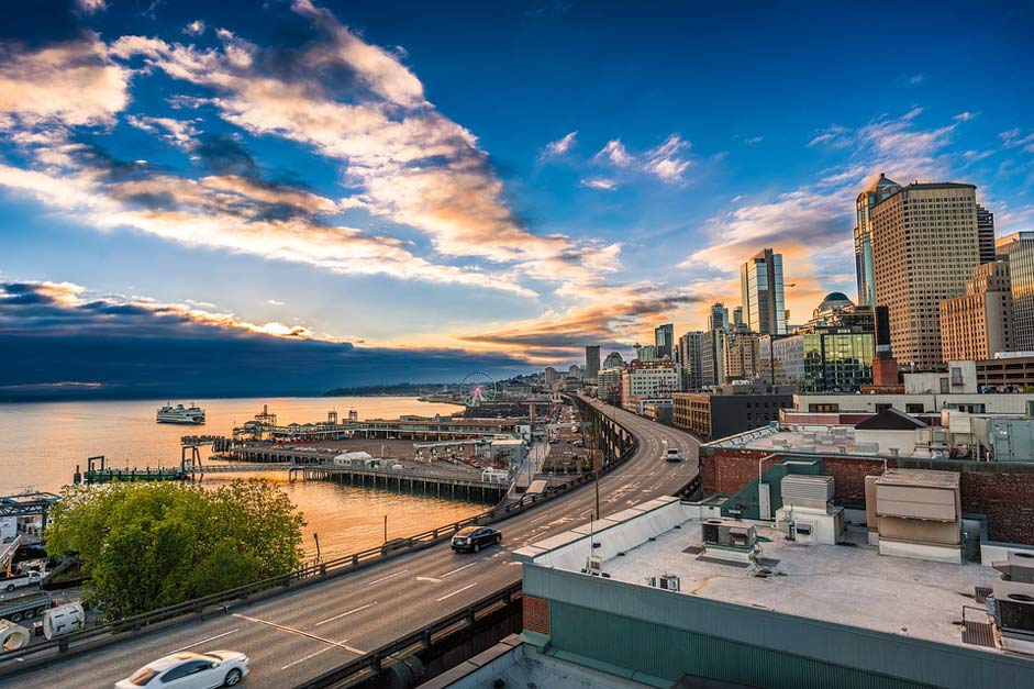 Harbor Marina Sunset Seattle