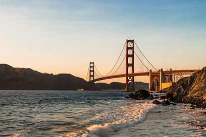 Bridge Sunset Sea Golden-Gate Picture